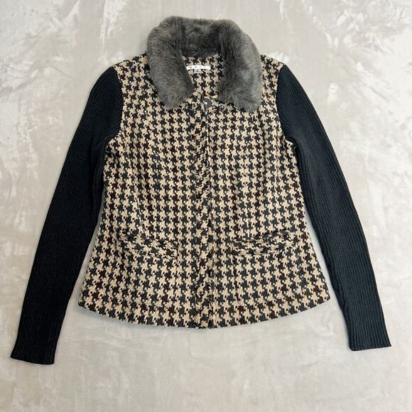 Cabi Jacket Womens 6 Houndstooth Mixer Zip Up Blazer Work Career Preppy 978 - Picture 1 of 13